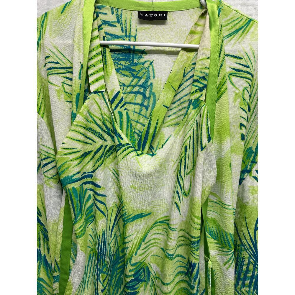 Natori Women 2 Piece Dress Duster Belt OS Bamboo Vintage Crepe Boho Resort VTG - Picture 8 of 16